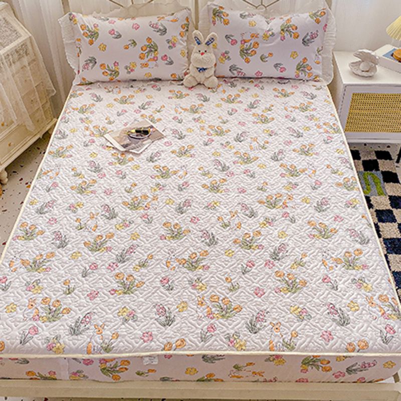 Floral Print Fitted Sheet Modern Cotton Super Soft Bed Sheet Set