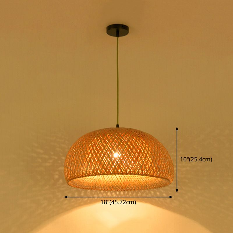 Chinese Bamboo Pendant Light Dome Ceiling Light Fixture for Dining Room