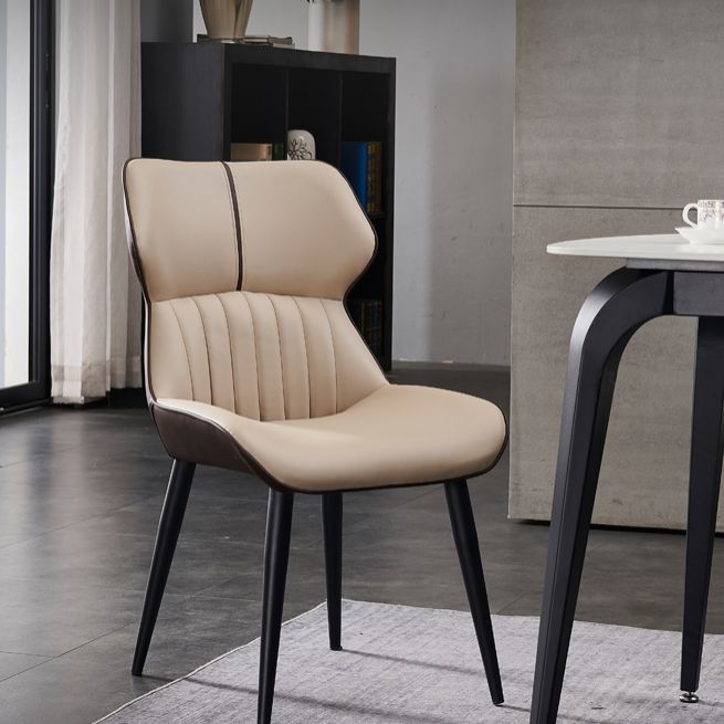 Chaise d'appoint de salle à manger moderne pour la maison, chaises de salle à manger sans accoudoirs en cuir (Ensemble de 2)