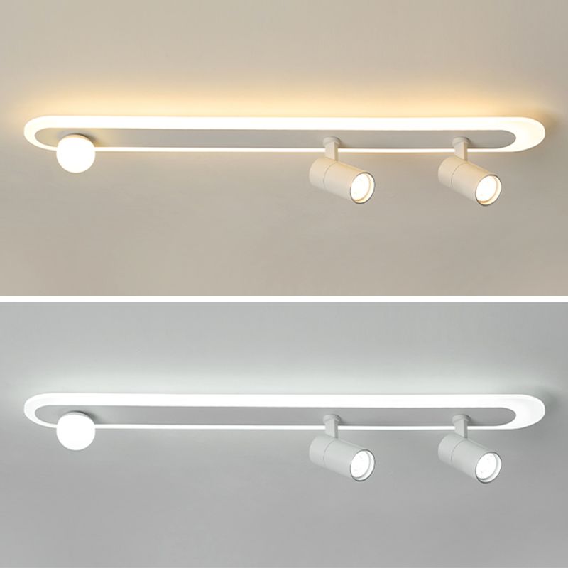Witte lineaire LED-railverlichtingsarmaturen Moderne aluminium plafondlamp met 2 spots