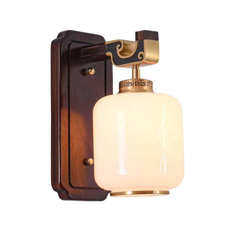 Glass Shade Wall Mounted Light Fixture Modernism Wooden Wall Mounted Sconce