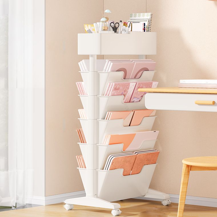 7.87"W Bookcase Contemporary Style Closed Back White Bookshelf for Home Office