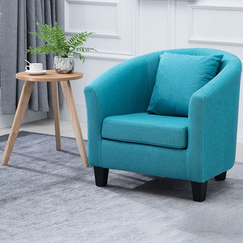 Contemporary Basic Four Legs Armchair Arms Included Barrel Accent Chair