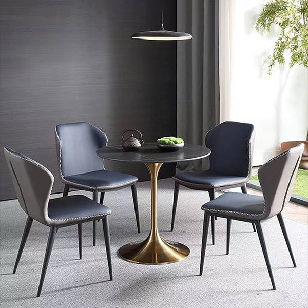 Runde zweifarbige Esstisch Sintered Stone Tisch Luxus mit Tulpbasis