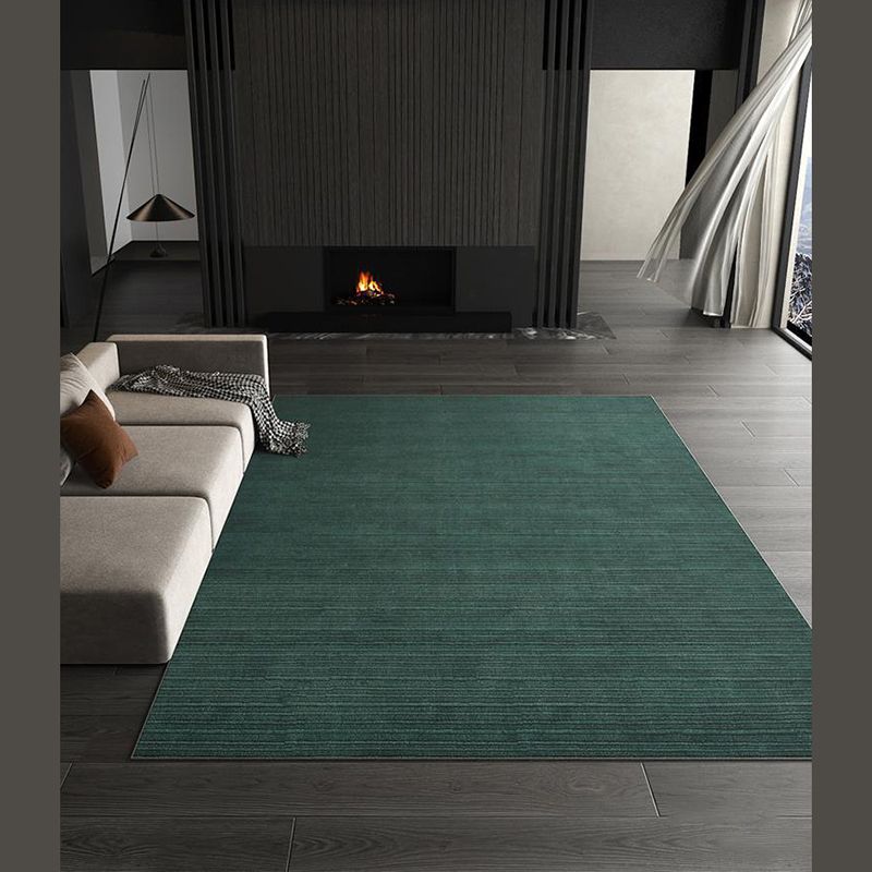 Postmodern Indoor Room Rug Green Color Block Carpet Polyester Non-Split Backing