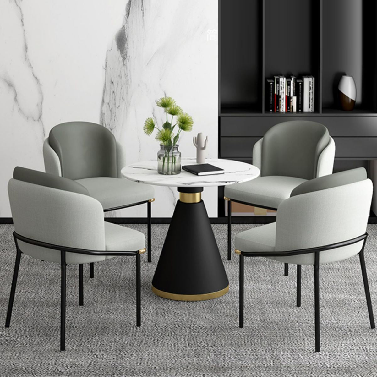 Glam 1/2/5 Pieces Round Dining Set Sintered Stone Dining Table Set for Restaurant