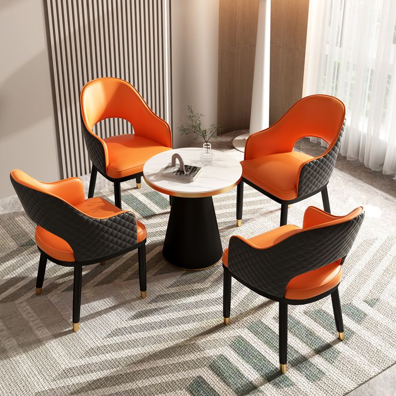 Modern Style Arm Chair Leather Open Back Indoor Dining Chair