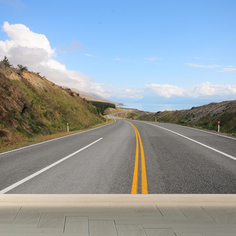 Stain-Proof Highway Wall Mural Non-Woven Texture Modern Wall Decor for Girls Room