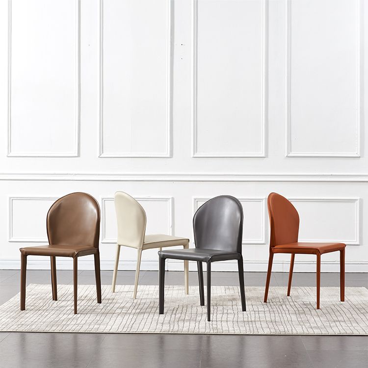 Modern Style Leather Armless Dining Chairs Metal Dining Chair for Home Use