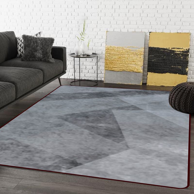 Modern Living Room Rug in Grey Abstract Irregular Shape Print Rug Polyester Stain-Resistant Area Rug