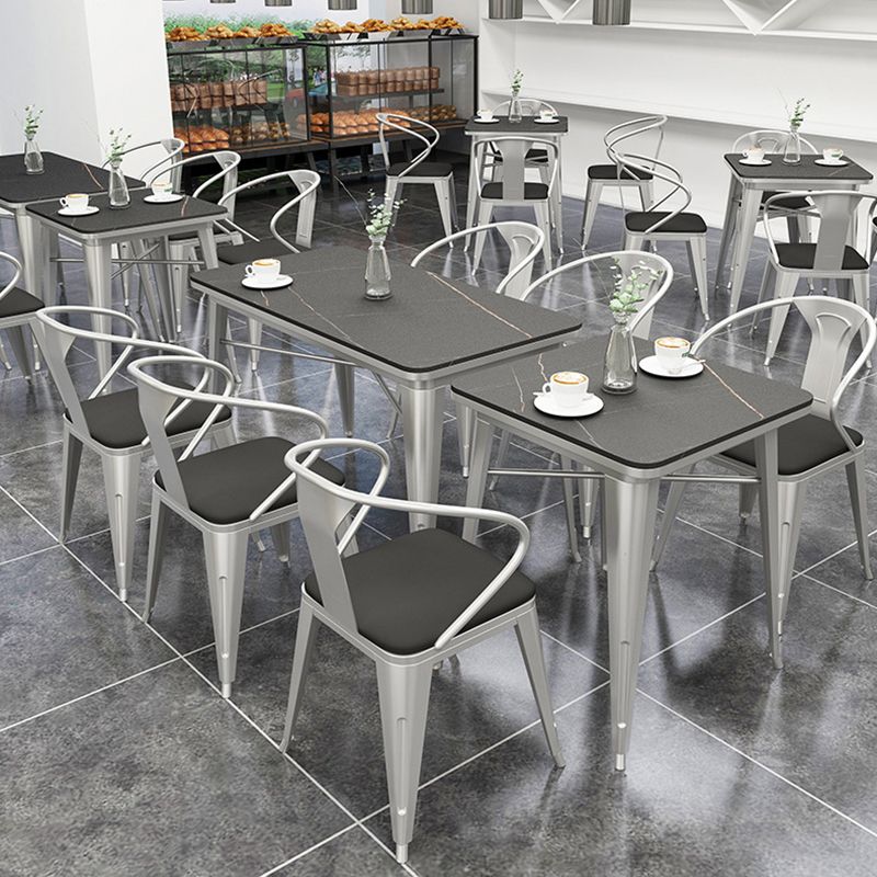 Industrial Sintered Stone Dinner Room Kitchen Table Black Table with Grey Frame for Dining Room