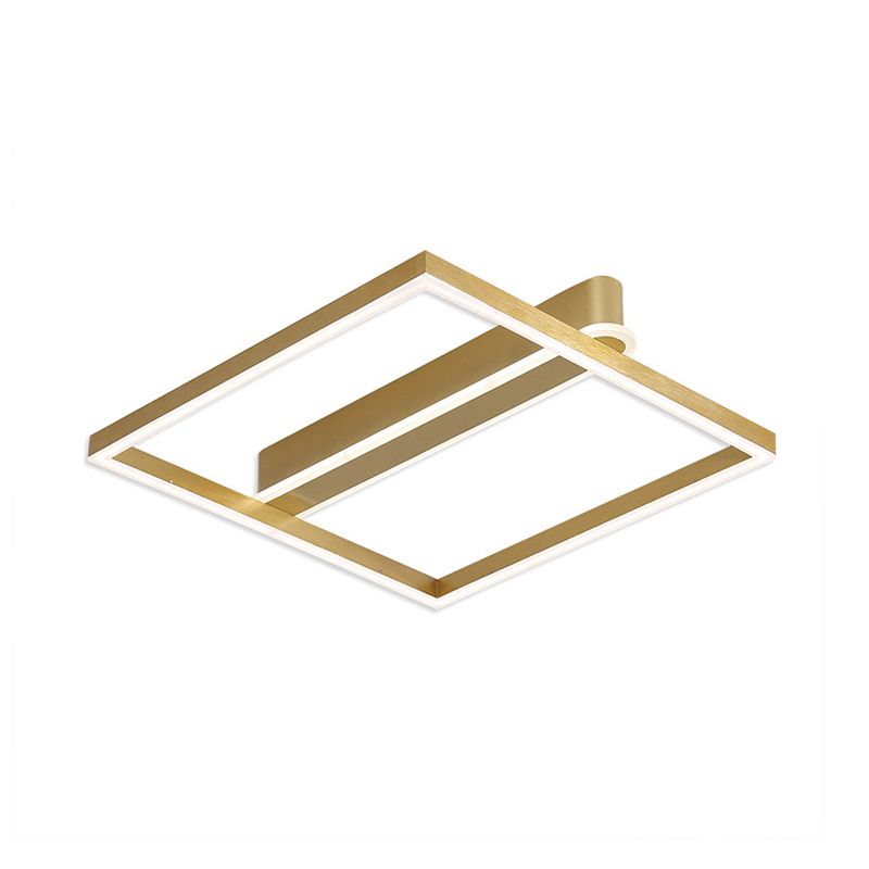 Acrylic Square Frame Ceiling Flush Simple Gold/Coffee Finish LED Flushmount Light for Bedroom
