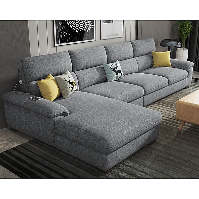35.43"High Pillow Top Arm Sectional Slipcovered Sofa with Cushion Back