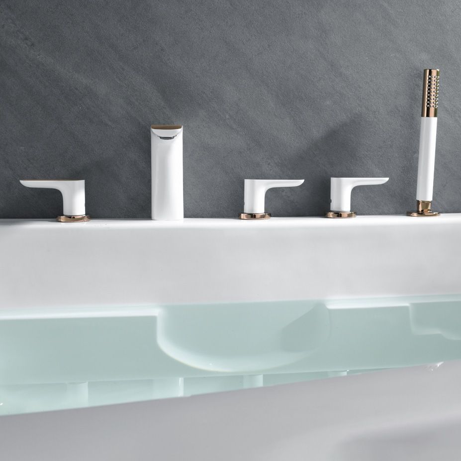Modern Bathroom Faucet Black and White Copper Deck Mounted Tub Faucet