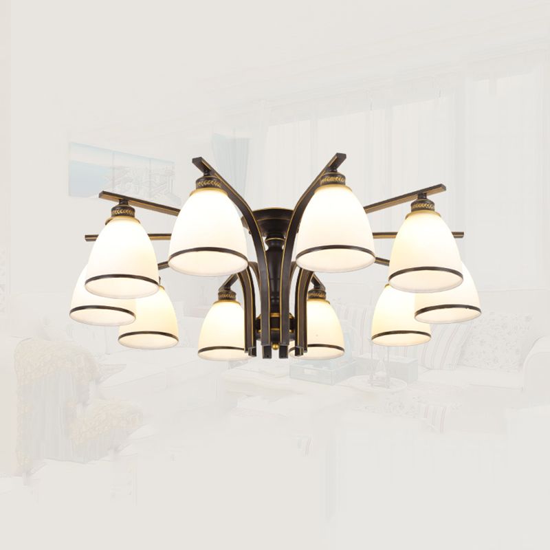 Black Semi Flush Mount Lighting Modern Style Glass Conical Semi-Flush Mount Ceiling Light