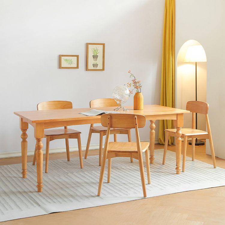 Rectangle Wood Top Dining table Modern Natural Finish Legs Dining Room Table
