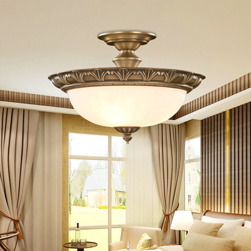 Plafond de plafond en verre opale à 4 lumière