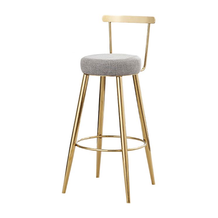 Glam Round Counter Bar Stool Low Back Footrest Counter Stool with Gold Base