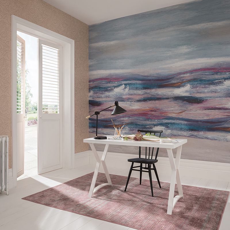 Blue and Purple Simplicity Mural Wallpaper Custom-Printed Ombre Wall Art for Study Room