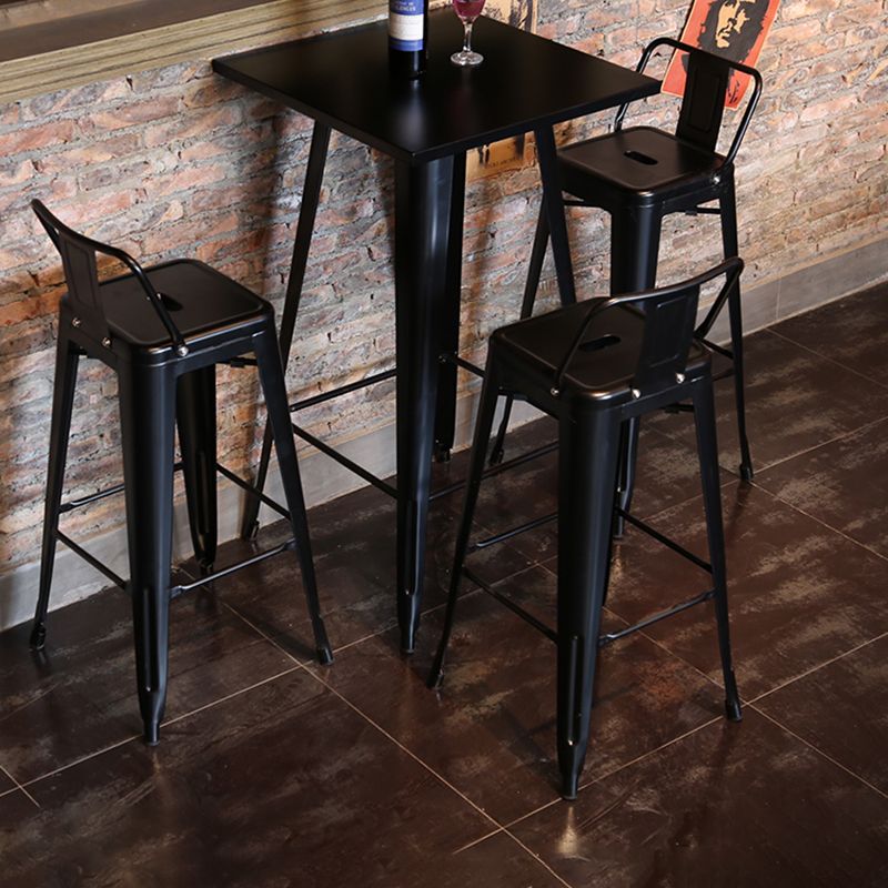 Industrial Black Metal Counter Stools Low Back Bristol Bar Stools with Square Seat