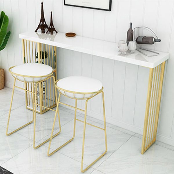 Glam 1/2/3 Pieces Bar Table Set Rectangle Bar Table with High Metal Stools for Home