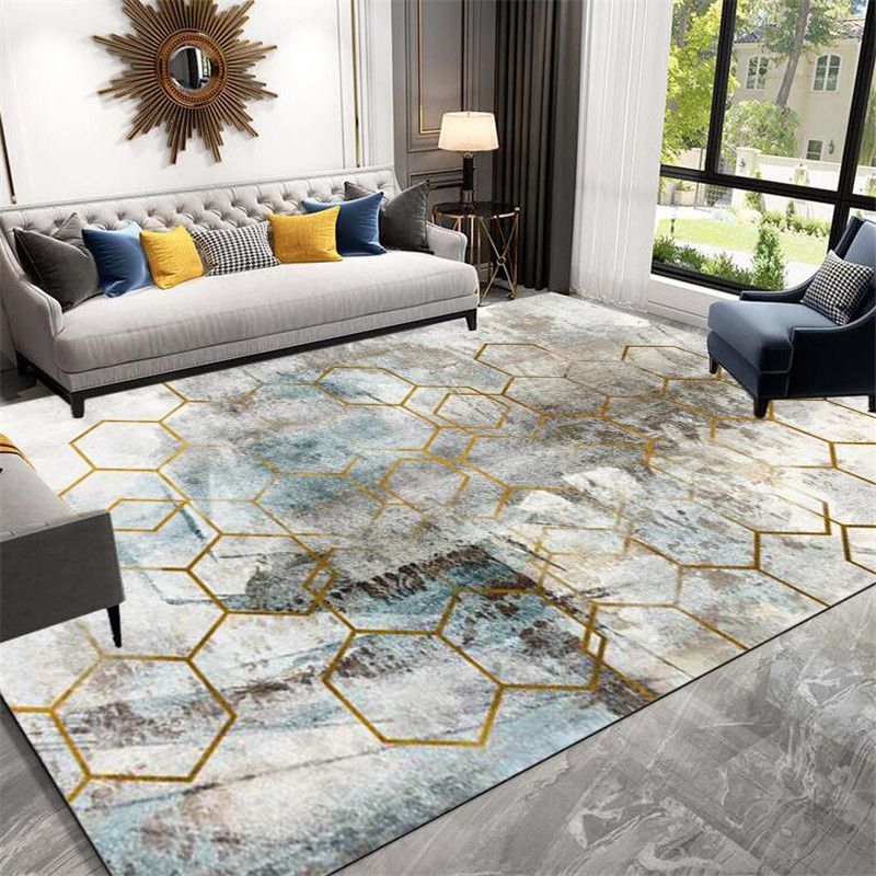 Moderner Farbblockbereich Teppich Orange Polyester Fläche Teppich nicht rutscher Backing Teppich für Wohnkultur