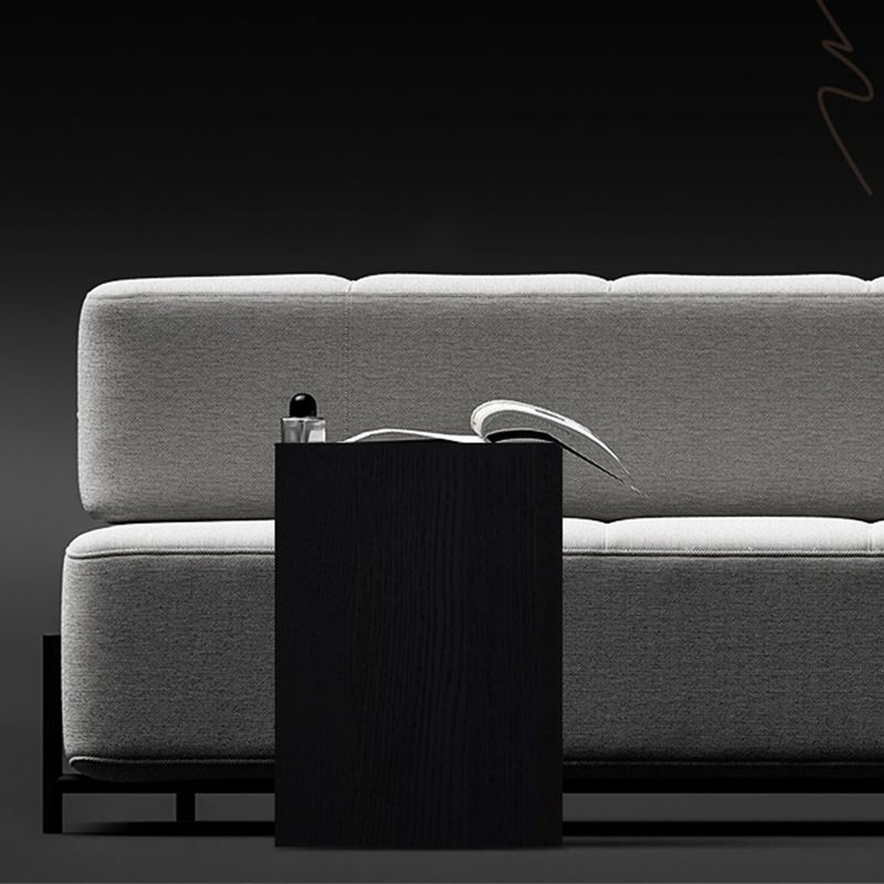 Contemporary Wood End Table Rectangular C-shape Sofa Side Accent Table