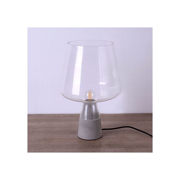 Open-Top Table Lamp Modern Grey/Brown/Clear Glass 1 Light Reading Night Table Light with Cement Base, 8"/10" Wide