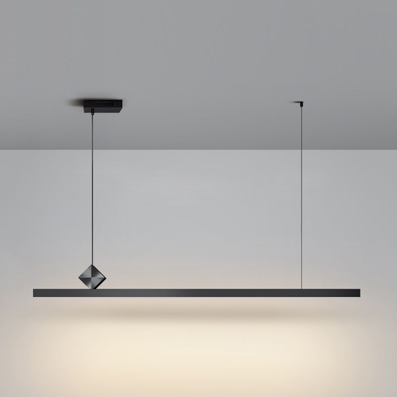 Modern Metal Pendant Lighting Linear Shape Hanging Light with Acrylic Shade in Black