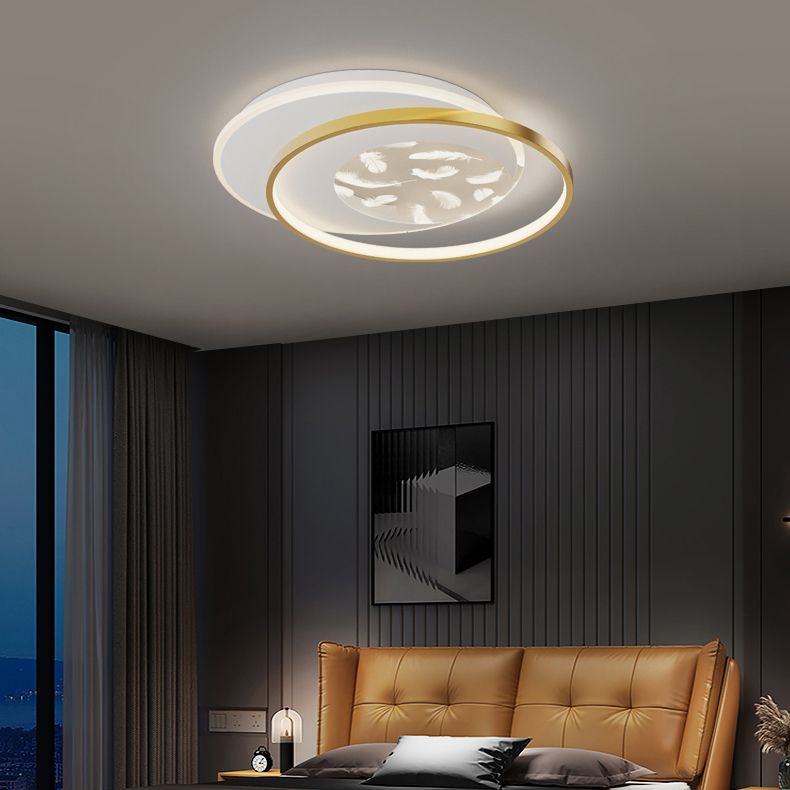 2 Light Circle Ceiling Lamp Modern Style Metal Ceiling Lighting for Dining Room