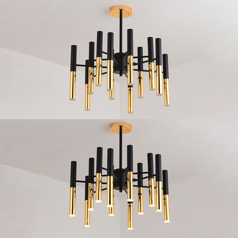 Metal Tubular Chandelier Modern Chandelier Light Fixtures Black Ceiling Hanging Light