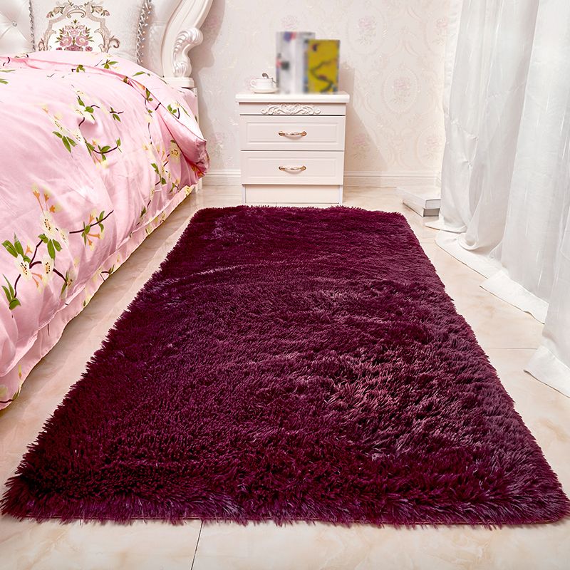 Calming Home Decoration Rug Solid Shag Carpet Polyester Pet Friendly Area Rug for Home Decoration