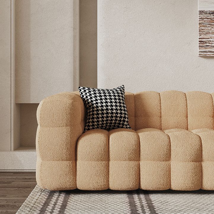 Scandinavian Sofa Beige Living Room Tuxedo Arm Standard Tufted Settee