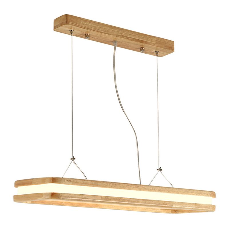 Lámpara de isla de madera rectangular colgante lámpara de suspensión de techo acrílico de led minimalista para la cena