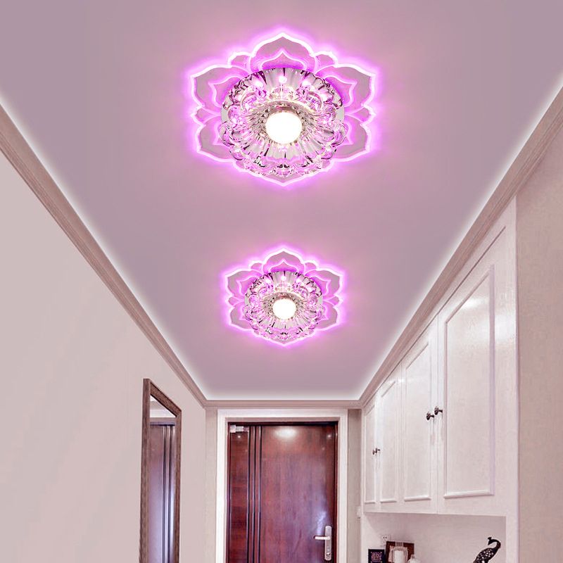 Lámpara de techo empotrada en forma de flor de estilo contemporáneo con orificio de cristal de 2-3,5 pulgadas de diámetro