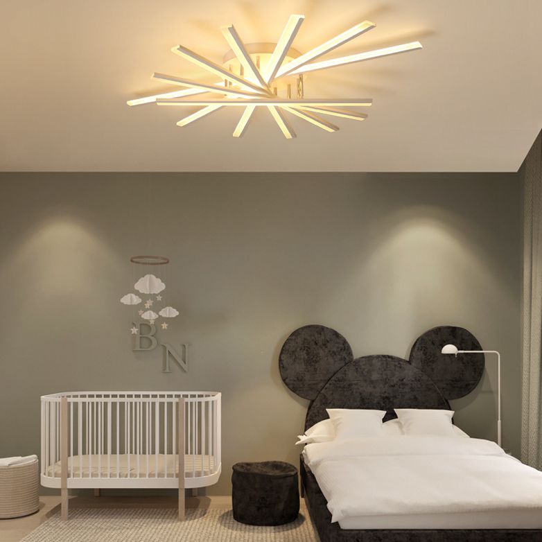 Simplicidad moderna LED SEMI FLUSH MONTO SPUTNIK ACRYLIC SHADE FIXTure para sala de estar