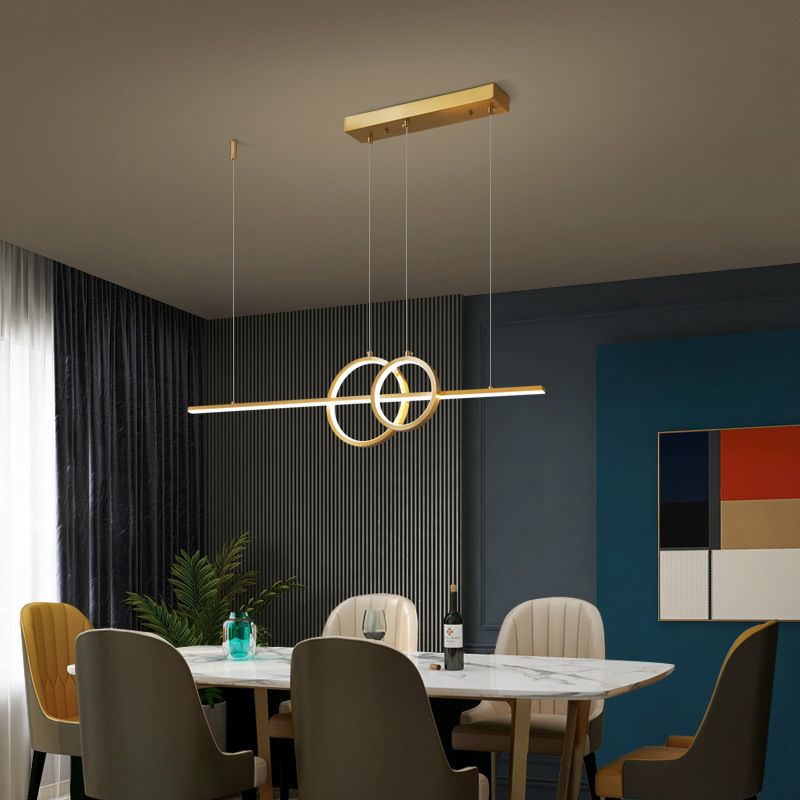 Metal Linear Island Lighting Modern Multiple-Light Island Pendant Lights