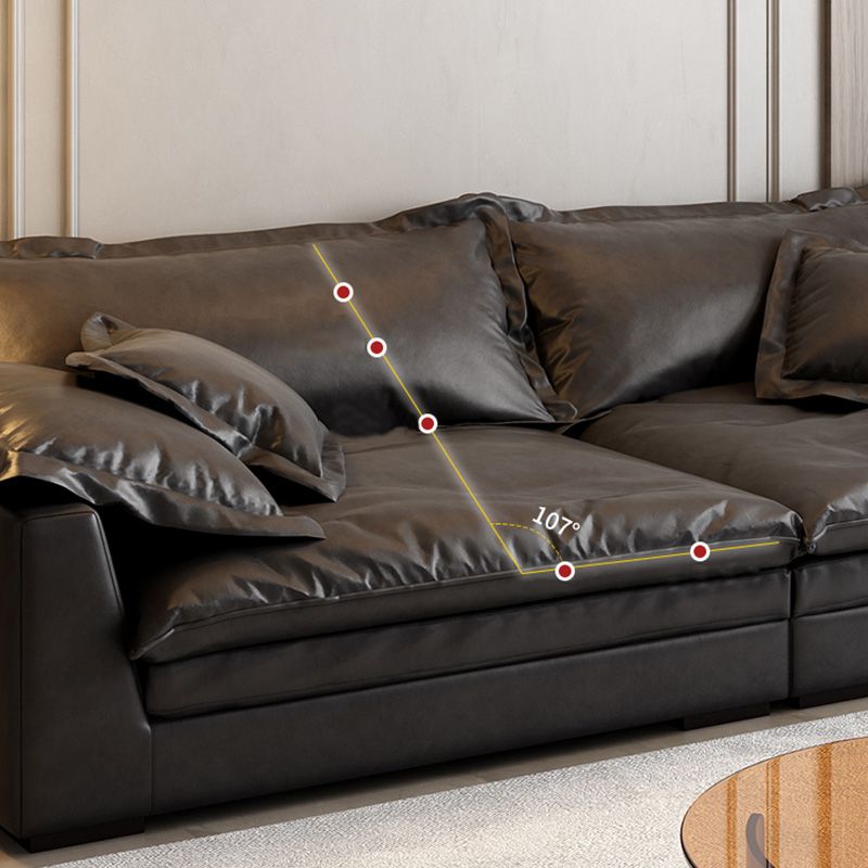Stationary Stain Resistant Faux Leather Living Room Square Arm Black Sofa