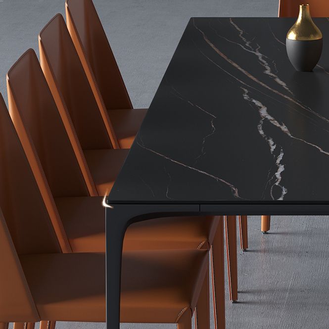 Sintered Stone Black Dining Table Modern Style 4 Legs Table for Dining Room