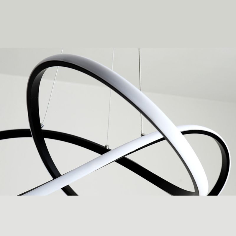 Lampada appesa a spirale acrilica a spillatura semplice lampadario nero a pendente