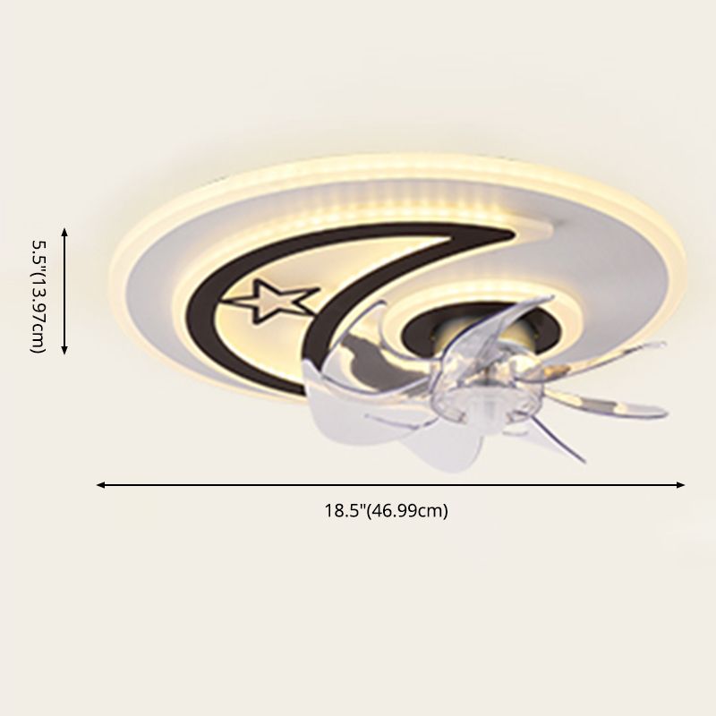 Black and White Disc Shaped Fan Light Minimalist LED Acrylic Semi Flush Mount Lighting