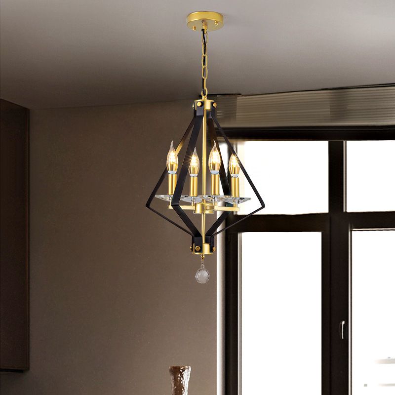 Chandelier géométrique Metal industriel 4 lumières Pendant le lustre pour salle à manger