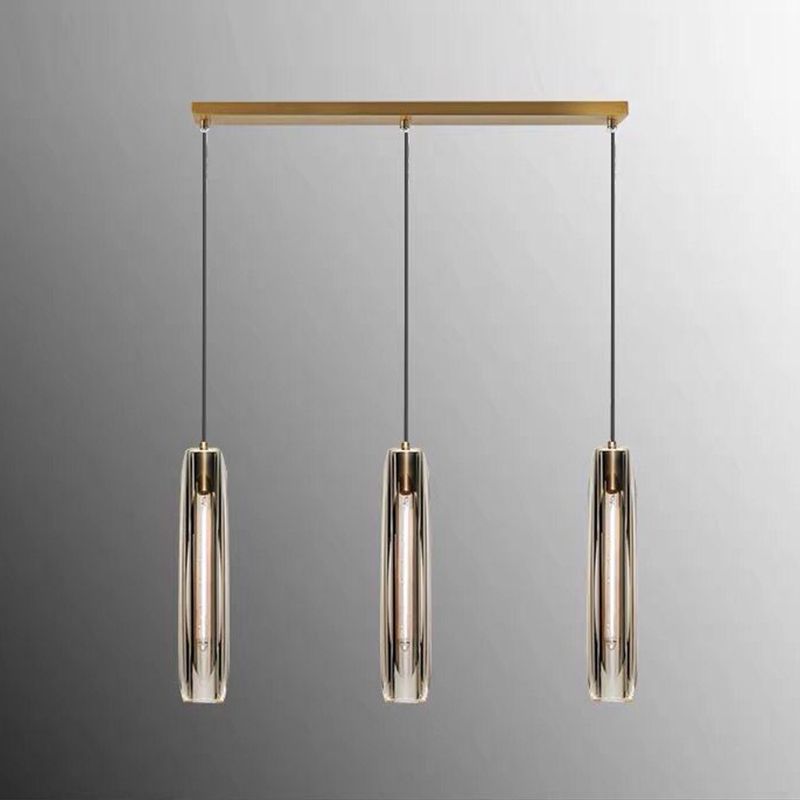 Crystal Pendante Light Contemporary Smoke Grey Pendant lampe pour le salon