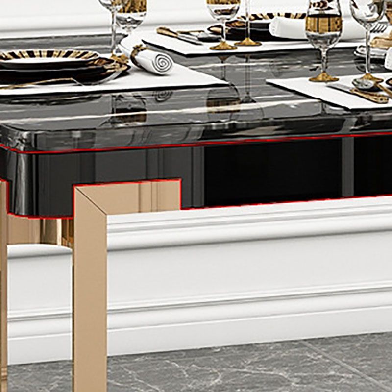 Rectangle Stone Top Dining Table Traditional Luxury Table with 4 Legs