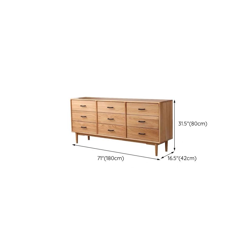 Modern Chest Rectangle Solid Wood 9 - Drawer Straight Legs Accent Chest