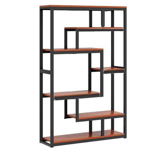 Geometric Book Shelf Wooden and Metal Bookcase for Home Office