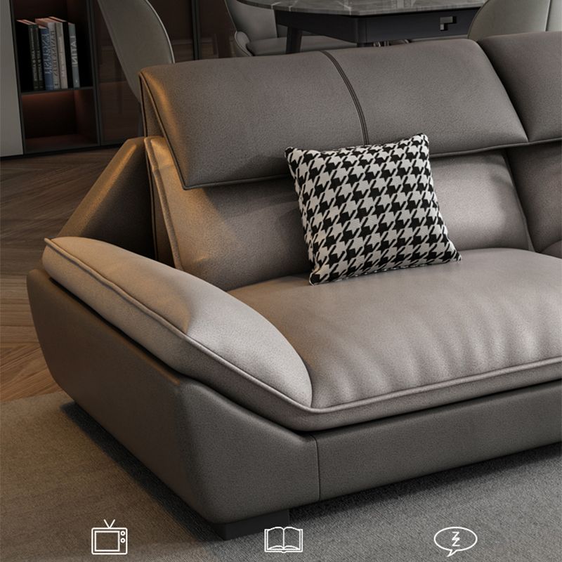 Pillow Top Arm Sectional L-shape 4-seater Faux Leather Sectional