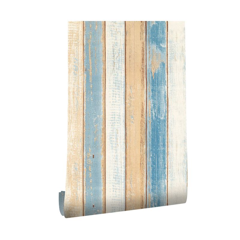 Adhesive Mediterranean Shiplap Wallpaper for Kitchen 34.2-sq ft Wall Covering in Blue, Temporary