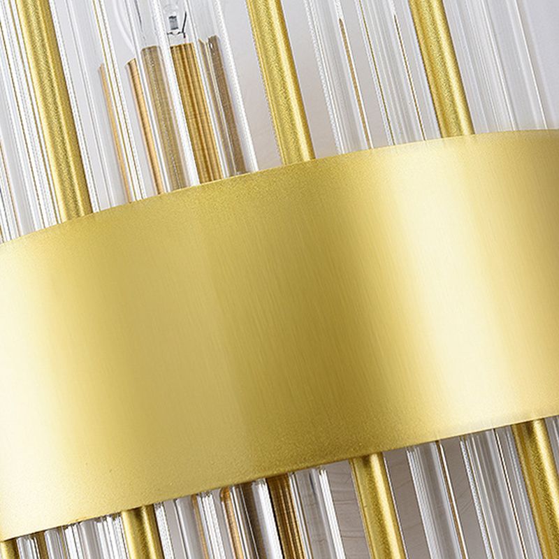 Postmodern Glass Wall Light Cylinder Gold 20" High Wall Sconce for Living Room