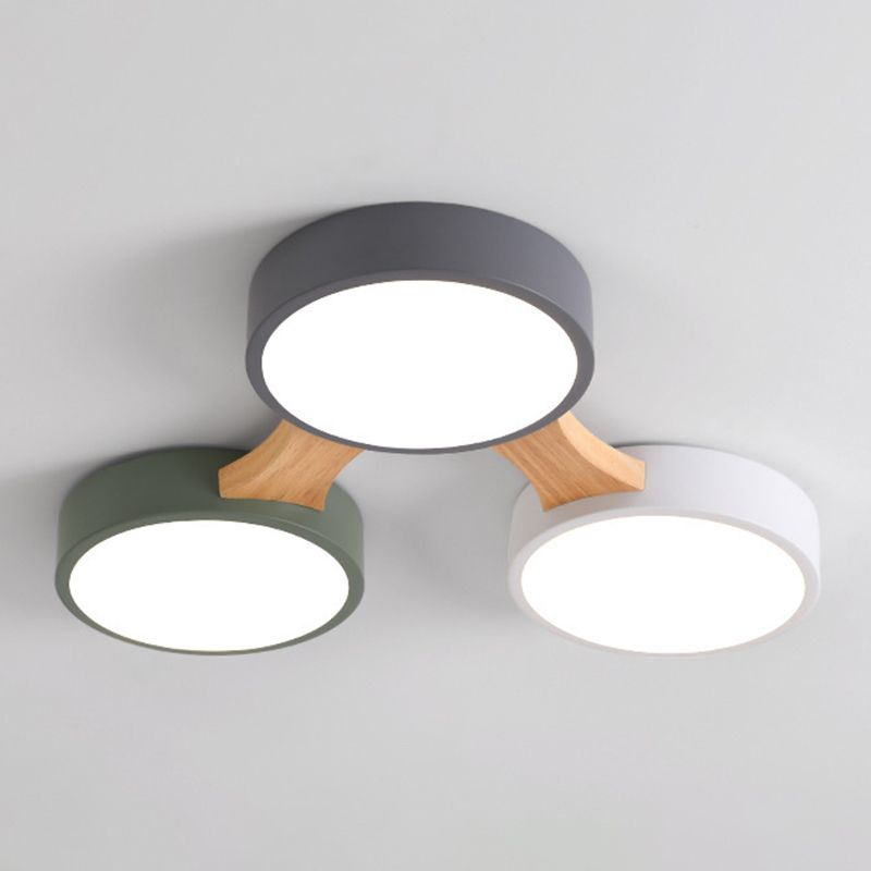 Lámpara de techo LED minimalista moderna, montaje empotrado Sputnik de madera con pantalla acrílica
